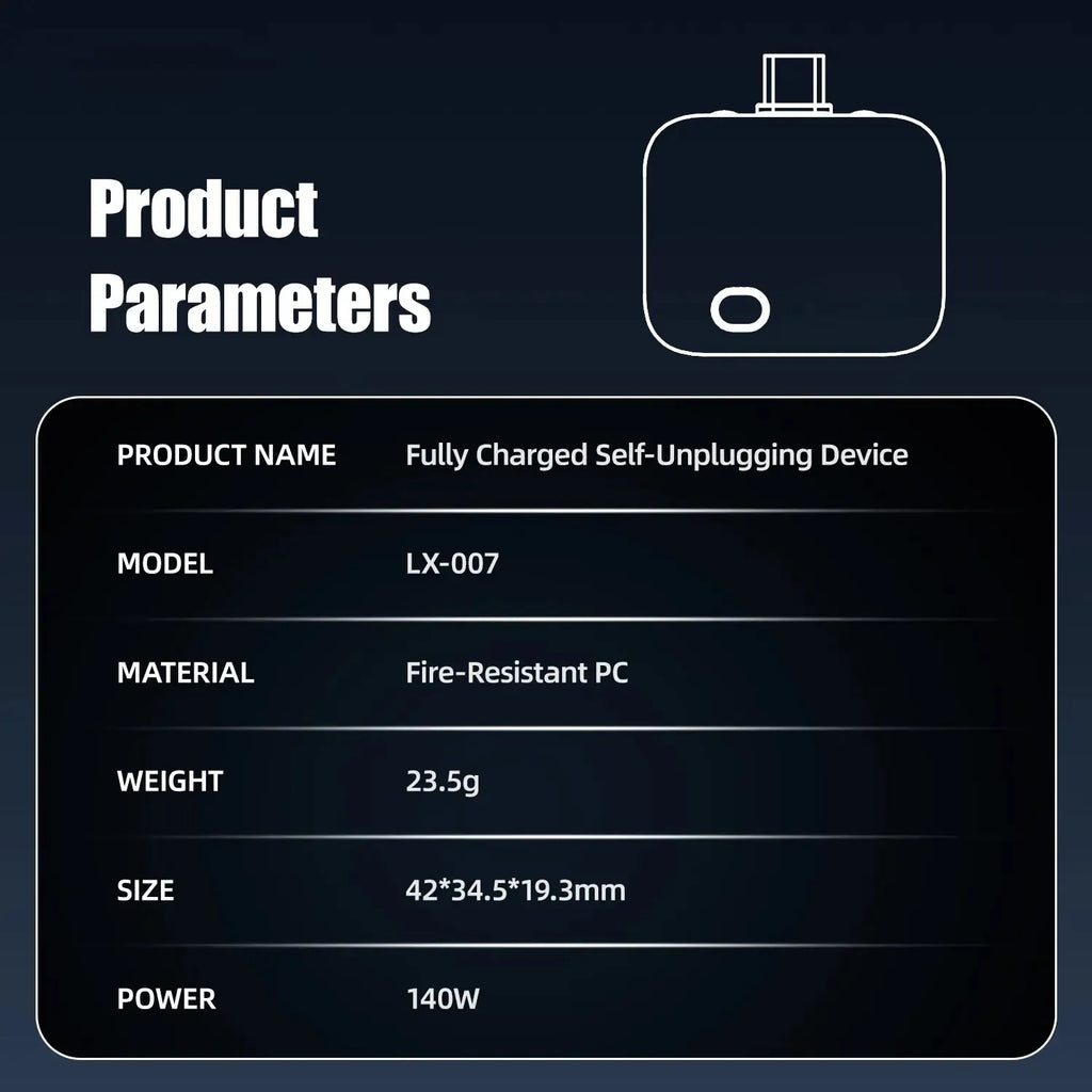 🔌140W Smart Battery Charging Protector, Auto Power Cut Off When Fully Charged, Overcharge Protection Adapter For Phones, Laptops & Tablets