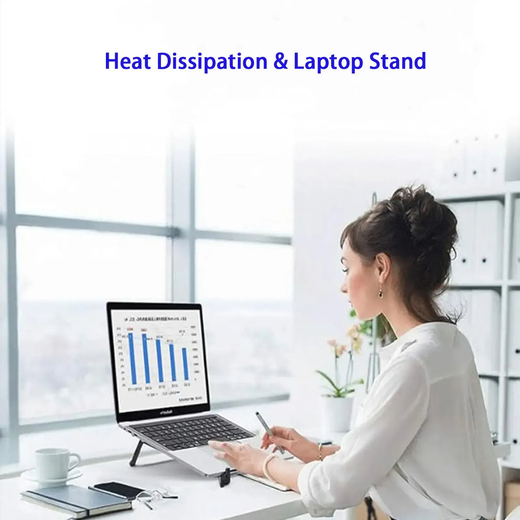 💻 Foldable Aluminum Magnetic Laptop Stand, Height Adjustable Cooling Notebook Riser, Multi-purpose Holder For Laptops, Tablets & Phones