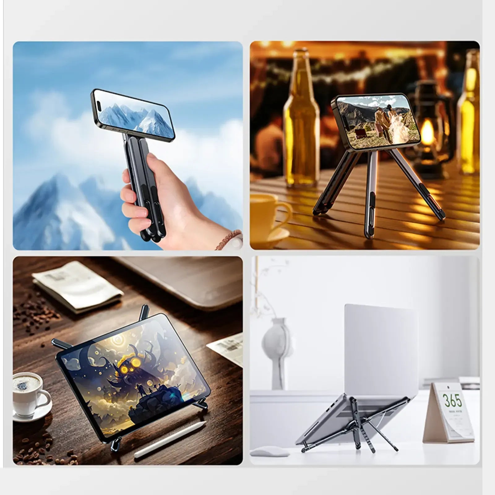 💻 Foldable Aluminum Magnetic Laptop Stand, Height Adjustable Cooling Notebook Riser, Multi-purpose Holder For Laptops, Tablets & Phones