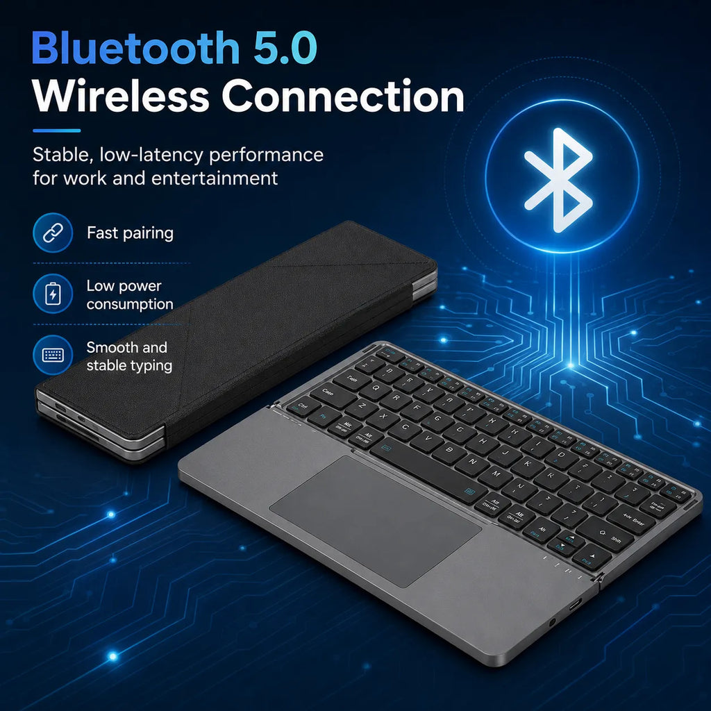 Limited Time: 30% OFF📱 Foldable Bluetooth Keyboard with Touchpad | Travel Wireless Keyboard For Mobile & Tablet