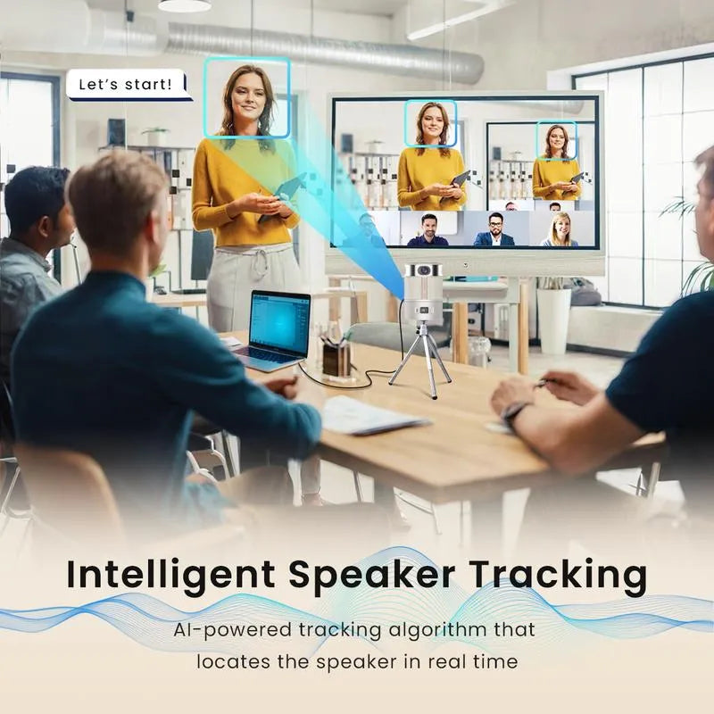 🎥 3-in-1 Conference Camera Speaker, 360° Panoramic View, Smart Auto Tracking, TF Card Recording, All-in-One Audio & Video Unit For Remote Meetings