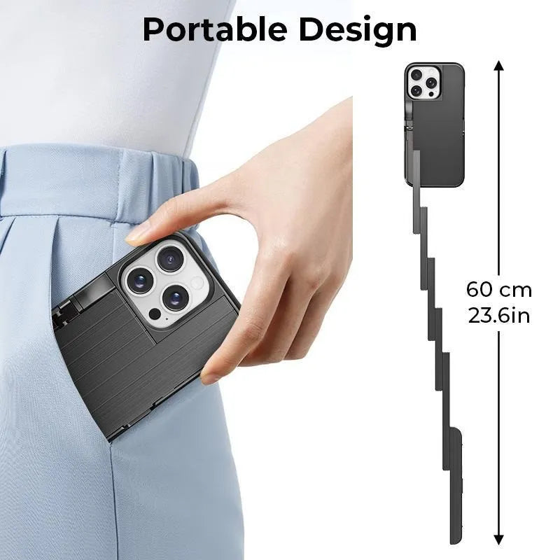 Limited Time: 30% OFF🤳 3-in-1 iPhone Case With Foldable Selfie Stick, Multi-Angle Rotating Stand, Bluetooth Remote for Vlog & Travel Shooting
