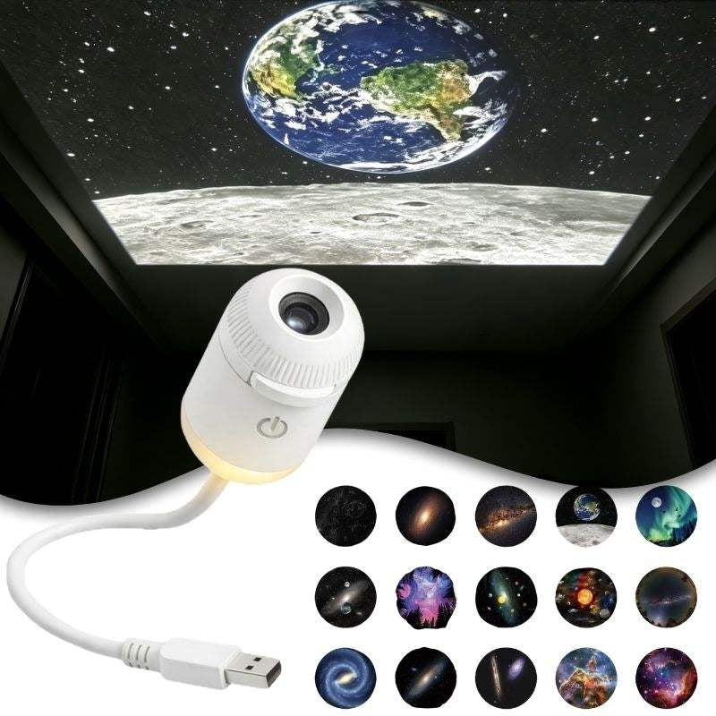 🌌USB Galaxy Star Projector Night Light | 360° Flexible Gooseneck, Adjustable Focus Space Projection Lamp for Bedroom Decor