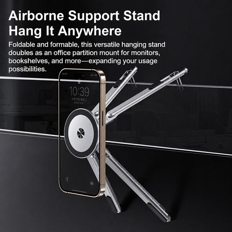 💻 Foldable Aluminum Magnetic Laptop Stand, Height Adjustable Cooling Notebook Riser, Multi-purpose Holder For Laptops, Tablets & Phones