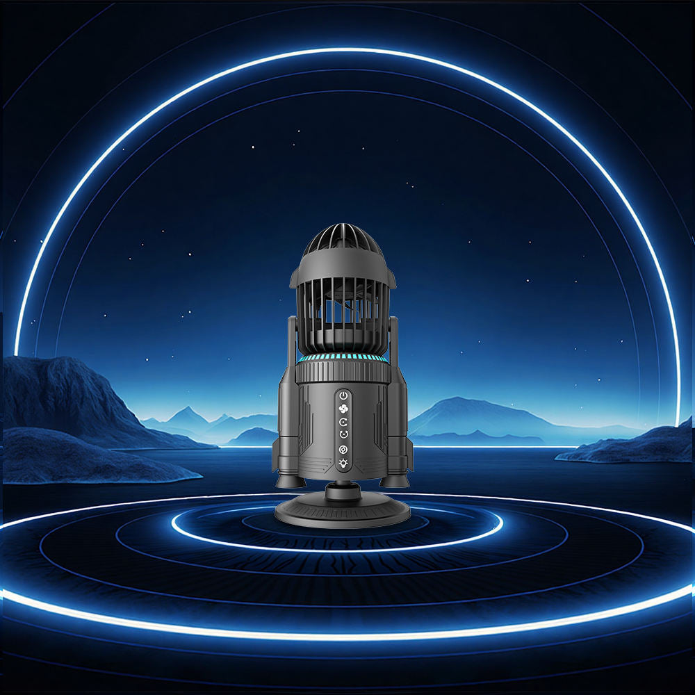 🚀 Rocket Shaped USB Rechargeable Portable Fan, 3 Speed Adjustable Mini Fan With Decorative Ambient Light, For Home, Outdoor, Garage & Hotel