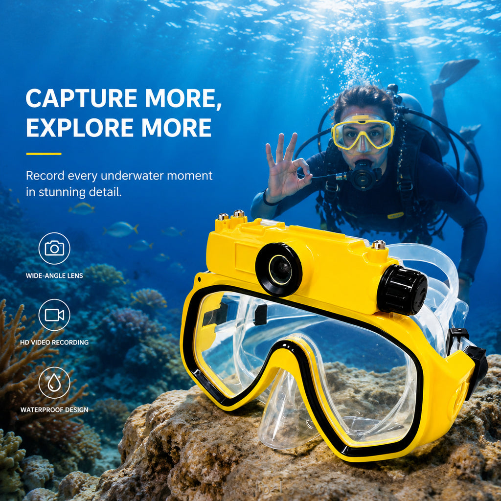 🤿 Camera Diving Snorkel Mask | Underwater Swimming Goggles
