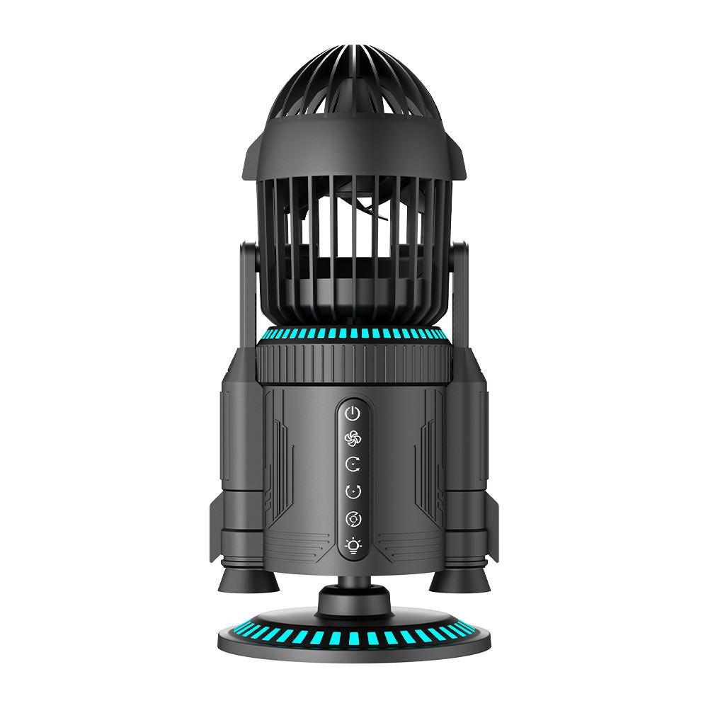 🚀 Rocket Shaped USB Rechargeable Portable Fan, 3 Speed Adjustable Mini Fan With Decorative Ambient Light, For Home, Outdoor, Garage & Hotel