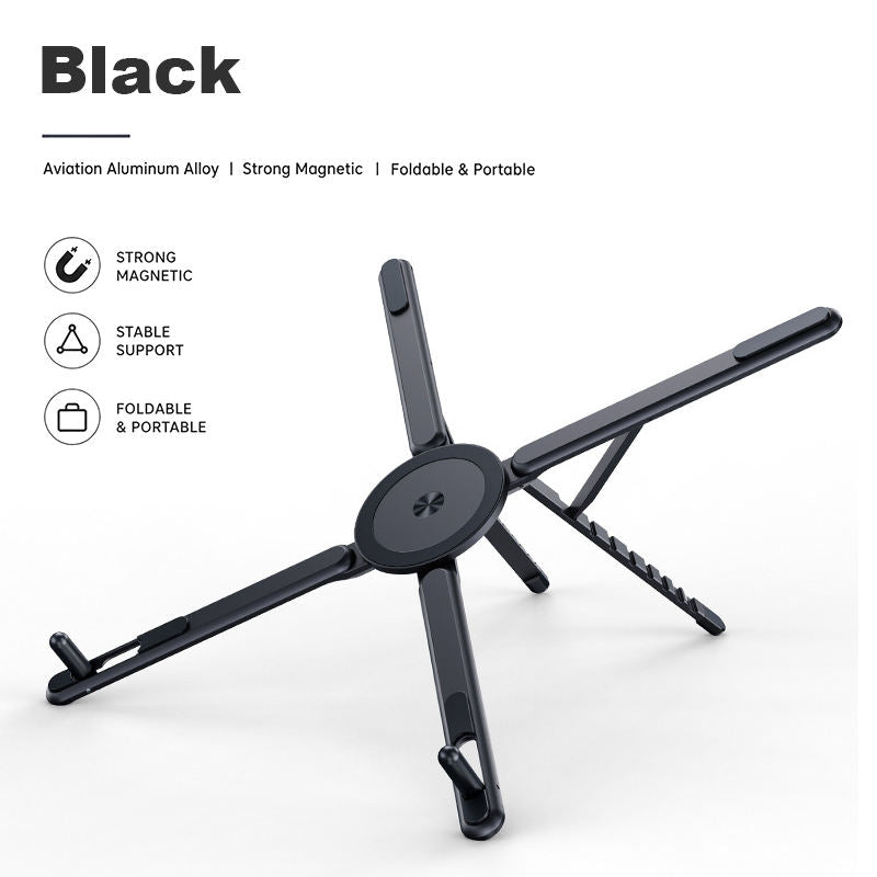 💻 Foldable Aluminum Magnetic Laptop Stand, Height Adjustable Cooling Notebook Riser, Multi-purpose Holder For Laptops, Tablets & Phones