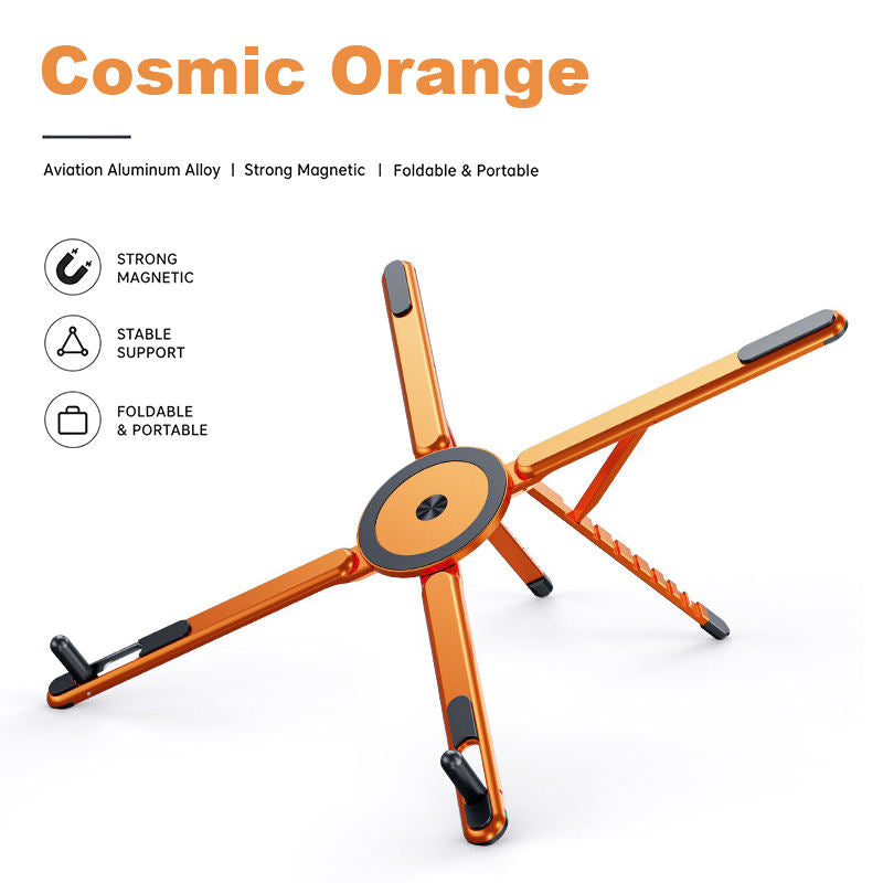 💻 Foldable Aluminum Magnetic Laptop Stand, Height Adjustable Cooling Notebook Riser, Multi-purpose Holder For Laptops, Tablets & Phones